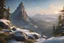 Placeholder: A massiv mountain. The button is covered in forrest, the middel in rocks and the top In snow. the is a needle thin tower on top of the mountain. fantasy concept art, exquisite realism, a masterpiece, dynamic lighting, hyper detailed, intricately detailed, deep color, Unreal Engine, volumetric lighting , Epic cinematic brilliant stunning intricate meticulously detailed dramatic atmospheric maximal,