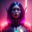 Placeholder: Australian, Cyber Woman, long hair, samurai, cyberpunk, neon, highly detailed, art stations, concept art, smooth, unreal engine 5, god rays, ray tracing, RTX, lumen lighting, ultra detail, volumetric lighting, 3d, finely drawn, high definition, high resolution, gradient background