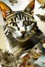 Placeholder: A cat, abstract and contemporary surrealism, collage of absurd art