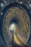 Placeholder: Then it comes to be that the soothing light at the end of your tunnel Was just a freight train coming your way; intricately detailed surreal optical art, award-winning,