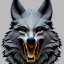 Placeholder: black alpha wolf baring teeth photorealistic