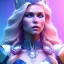 Placeholder: A portrait of a full body crystalised blue pink queen,smiling face, blue eyes, long blond hair, atmospheric, realistic, unreal engine, lighting