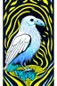 Placeholder: a white raven with glowing eyes, psychedelic, minimalist tarot card