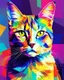 Placeholder: Cat in WPAP Pop art cubism psychedelic painting color art