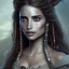 Placeholder: best quality, realistic lighting, masterpiece portrait of Penelope Cruz from pirates of the Caribbean, details, light dusting of freckles, shot from above, simple chain hauberk, warhammerVector art matte painting digital illustration 3D shading CryEngine Behance HD 3Delight