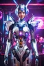 Placeholder: Realistic Photography beautiful woman as DJ player cyborg with body full gundam robotic,in disco club interior