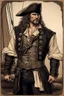 Placeholder: ,make a hero strong human, very realistic. Make it wearing a pirate dress standing by the ship stern