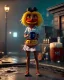 Placeholder: hybrid character, waitress sexy British woman with monster muppet mask that covers her entire head, Sesame Street style, retro style, short shirt, tray, beer, old school tattoo, hot, smooth, unreal engine 5, god lights, ray tracing, RTX, lumen lighting, ultra detail, volumetric lighting, 3d.