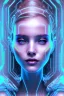 Placeholder: cyberpunk, head, women, portrai, tron sketch of a girl on lined paperA beautiful one nude body of a make up smiling woman blond long hair, alone, high key lighting, volumetric light high details with white stripes and blue eye, smiling with plump pink lips, flowers around, unreal engine petit prince belle fine, profil de trois quart, grand front cosmique, peau bleu cristalline, yeux bleu, perle sur le front long cheveux blond et rose etoilé, cristaux sur le corps, collier de grande princesse, l