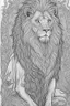 Placeholder: coloring book page of a magical lion, monochrome, black and white, sharp, sketch drawing