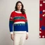 Placeholder: Jeanne Polge wearing nothing more than an Ugly Christmas Sweater by Nicolas de Staël: solid areas of primary colors