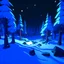 Placeholder: A 3D winter forest covered in snow at night from a Nintendo 64 game