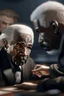 Placeholder: portrait of kanye west(Ye) smacking albert einstein , photo-realistic, shot on Hasselblad h6d-400c, zeiss prime lens, bokeh like f/0.8, tilt-shift lens 8k, high detail, smooth render, down-light, unreal engine 5, cinema 4d, HDR