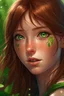 Placeholder: A highly detailed digital painting of an anime girl, brown hair, green eyes, freckles, wild, one with nature, confident
