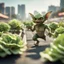 Placeholder: gremlins in 100 m championship on freeway running on lettuce cabbage, in the style of a fallout 4,bokeh like f/0.8, tilt-shift lens 8k, high detail, smooth render, down-light, unreal engine, prize winning