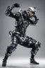 Placeholder: Excited art hip hop dancer wearing biomechanical,full body