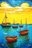 Placeholder: Words are the boats existing out of water; a mashup of the styles of Hundertwasser, Van Gogh, and Klee