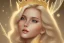 Placeholder: smiling, beautiful, soft,smiling, straight and long blonde hair, dewy and shiny atmosphere, diamond crown, long fairy wings in the back, full head, curly hair, golden veil clothes