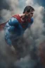 Placeholder: Superman, Christopher Reeve/Henry Cavill/David Corenswet Superman, extremely huge, overexaggerated muscles, posing and flexing in a front of the camera, random extreme action poses, an extremely colorful, multicolored foggy blue marble wall in the background with a colorful marble tile floor, multicolored lightning, realism engine,