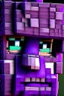 Placeholder: a close-up portrait of a purple Minecraft face, facemask, 3d, large pixel style