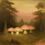 Placeholder: A light pink mushroom forest with beaming magic painted by Albert Pinkham Ryder
