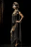 Placeholder: Full Body, burlesque Woman looking to the right, With A Bob With A Fringe Hairstyle, 1920s Clothing, Steampunk