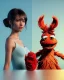 Placeholder: Realistic image, hybrid sexy woman body with muppet Sesame Street head, portrait, concept art, smooth, unreal engine 5, god lights, ray tracing, RTX, lumen lighting, ultra detail, volumetric lighting, 3d, finely drawn, high definition, 4k.