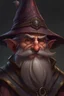 Placeholder: a portrait of a posh dnd gnome wizard with a moustache. big hat