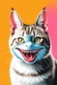 Placeholder: cat with shark mask in the style of warhol