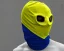 Placeholder: Blue and yellow balaclava on mockup, 3d rendering, ultra graphics, white background,RTX, TXXA, SSAO, High quality,hyperrealistic, Super detailed, HDR,4k