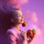 Placeholder: pixar style, volumetric pink sky environment and background, volumetric lighting, dramatic lighting, realistic painting of a beautiful housewife eating strawberry marmelade, smiling, detailed digital painting, extreme dense and fine, anime, ornate, colour-washed colors, elegant, small minutiae, tiny features, particulars, centered, smooth, sharp focus, renderman gofur render, 8k, uhd, detailed eyes, realistic shaded volumetric lighting, caustics, backlight