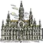 Placeholder: sketch of santiago de compostela cathedral, spain