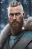 Placeholder: Ragnar Lothbrok in 8k cartoon realistic artstyle, blue eyes, Bald, big beard, tattoos, winter, close picture, highly detailed, high details, detailed portrait, masterpiece,ultra detailed, ultra quality