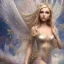 Placeholder: fantasy fairy with wings, smiling, make up, long blond hair