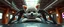 Placeholder: car driving happy 2d fluffy elf dog in the style of Escher and Giger and Fallout 4, pinhole cam, airbrush 3d rendering, on tv screen:A five-second cinematic single take in a clean industrial presentation hall.