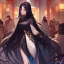 Placeholder: Clear focus, High resolution, cute, cartoon, black long fluffy hair, chopped bangs, wearing a chinese dress, beatiful masterpiece