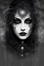 Placeholder: mystical weird creature crepy female from fog with dark shiny eyes looking at you, mystic dark matter, dark evil energy, Fibonacci sequence, dark shadows, black, grey dark colors, etheral, mist, esoteric, mystic dark sky, surreal, sensitive, sinister, dark fantasy, space between the living and the dead, crepy surreal mood, splash art, cinematic, 3d, intricately detailed, smoke, crepy stunning