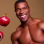 Placeholder: Buff black man gives you an Pomegranate and smiles at you