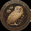 Placeholder: Symbol of Athena, owl imagery, olive branch, in the style of Maxfield Parrish, starry night, James R. Eads