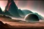 Placeholder: Alien landscape with Epic explanet with rings in the sky, valley, cinematic