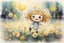 Placeholder: cute chibi anime smiling faced daisy flowers playing football in sunshine, styles of Paul Klee Dee Nickerson and Tim Burton, melting watercolor and black ink outlines on wet paper, soft, shading strokes, in sunshine, ethereal, cinematic postprocessing, bokeh, dof