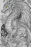 Placeholder: coloring book page of a magical dragon,monochrome, black and white, sharp, sketch drawing