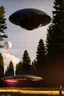 Placeholder: hundreds of school kids see a ufo, flying over tall pine trees, concept art, by Asaf Hanuka, by Weta Digital, Electric Colors, Screen Space Global Illumination, in a symbolic and meaningful style,