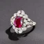 Placeholder: ruby and diamond filigree ring, breathtaking, highly ornate, delicate, intricate, photorealistic, high fashion, fine jewellery, luxury, designer