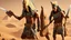 Placeholder: Pharaoh soldiers tear open leather bags with knives and take them out