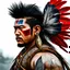 Placeholder: masterpiece, side portrait of a chinese barbarian warrior, war paint, feather hair ornaments, feather earrings, tribal necklaces, closeup portrait highest definition, HD32K, wallpaper, hyperdetailed, mythp0rt