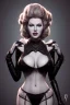 Placeholder: Lana Turner as evil queen in black leather, leather, busty, cleavage, angry, stern look. character design by cory loftis, fenghua zhong, ryohei hase, ismail inceoglu and ruan jia. unreal engine 5, artistic lighting, highly detailed, photorealistic, fantasy