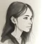 Placeholder: a girl, 22 years old, wearing priests robes and a cross necklace, staring at someone in disappointment. Pencil sketch