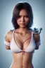 Placeholder:  isometric clean art of super japanese woman Camilla Luddington, busty hitomi tanaka, Lara croft clothes, soft lighting, soft pastel gradients, high definition, 3d icon clay render, blender 3d