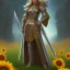 Placeholder: fantasy sunflower warrior queen sword